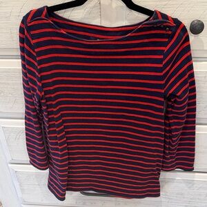 GAP Women's Long Sleeve Top with Navy and Red Stripes